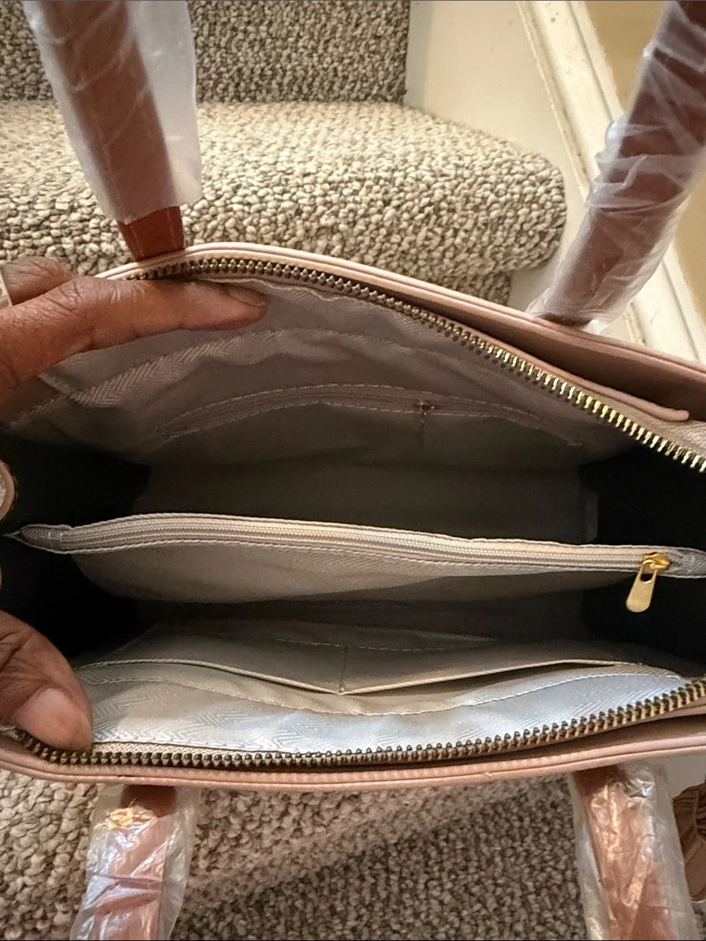 Embossed Panel Tote Bag - Blush Pink